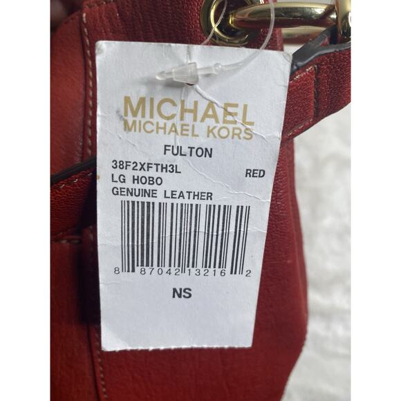 Michael Kors Leather Hobo Bag Purse Womens Red Gold Tone Hardware - Picture 4 of 9